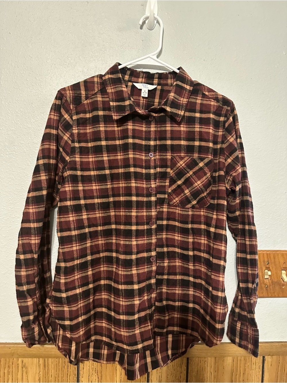 Time and Tru women MEDIUM (8-10) Plaid Button-Down Shirt office fall flannel